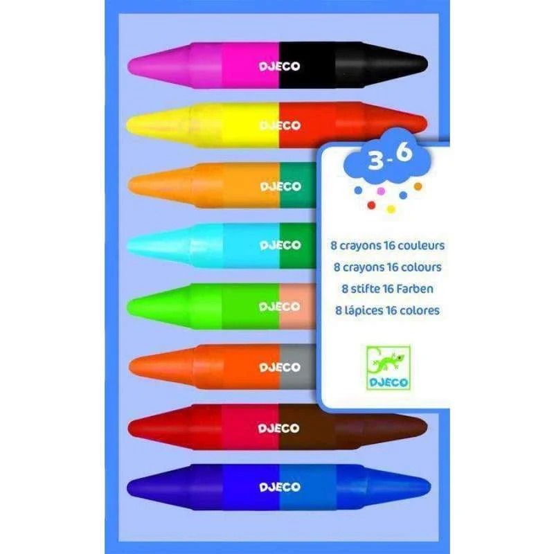 [DJ08874] Djeco Crayons - 8 Crayons Doubles Côtés