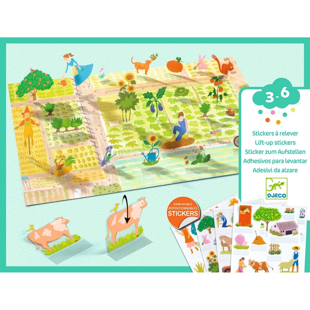 Djeco Creer Avec Des Stickers - Stickers À Relever - La Ferme - Fsc Mix