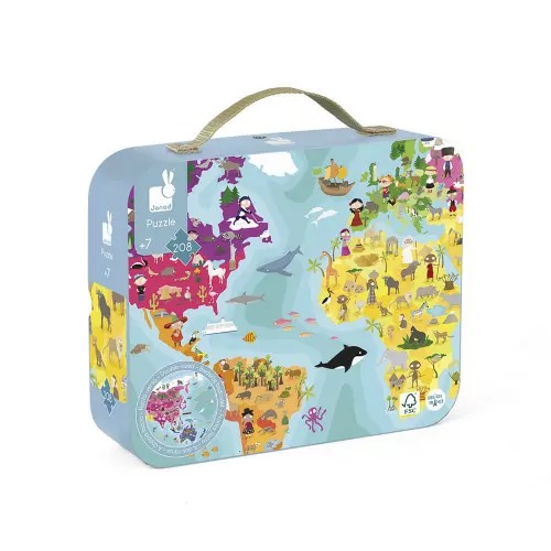 Janod Puzzle Du Monde Recto Verso - 208 Pcs