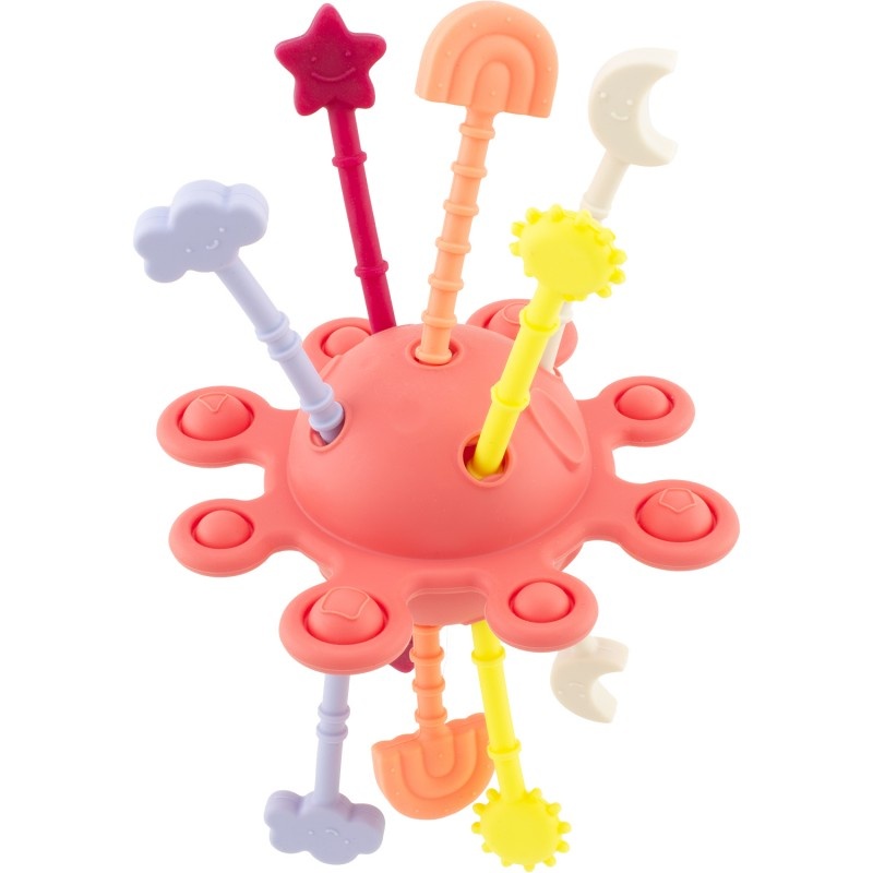 [7122] Ulysse Silicone : Jouet D'Éveil Lune Rouge Brique