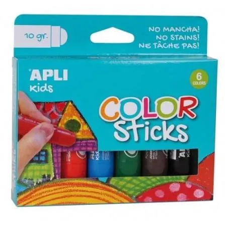 Apli 6 Tubes Gouache Color Sticks