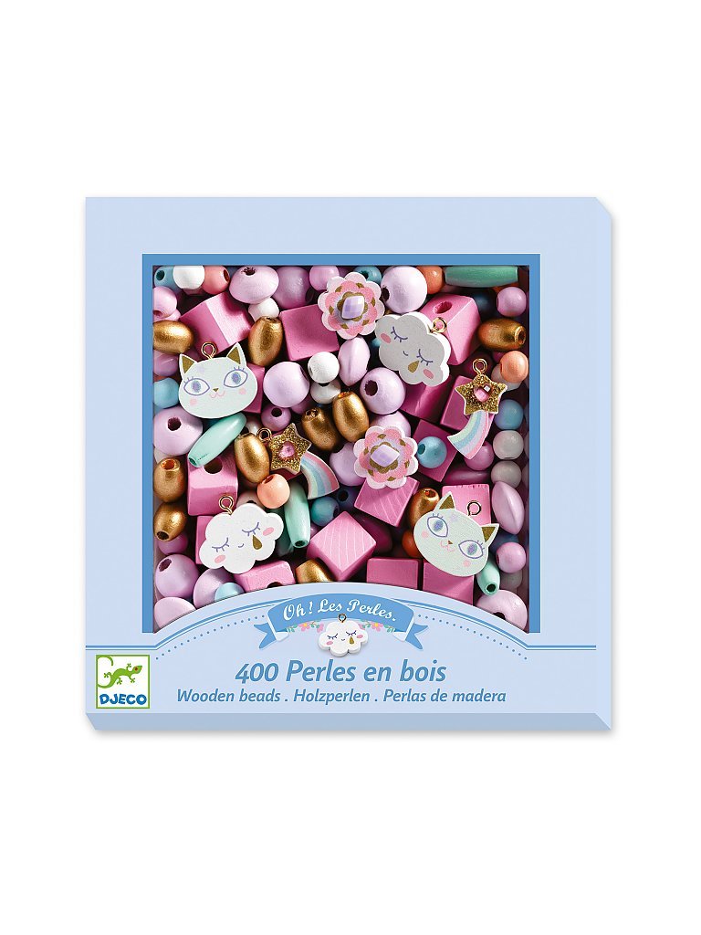 Djeco - 400 perles en bois Arc-en-ciel