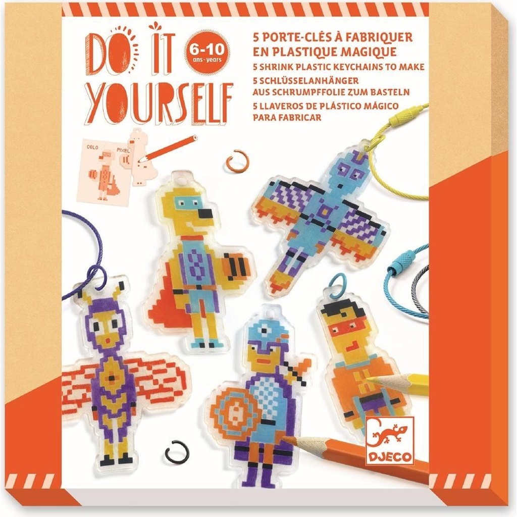Djeco - DIY - 5 porte-clés plastique magique