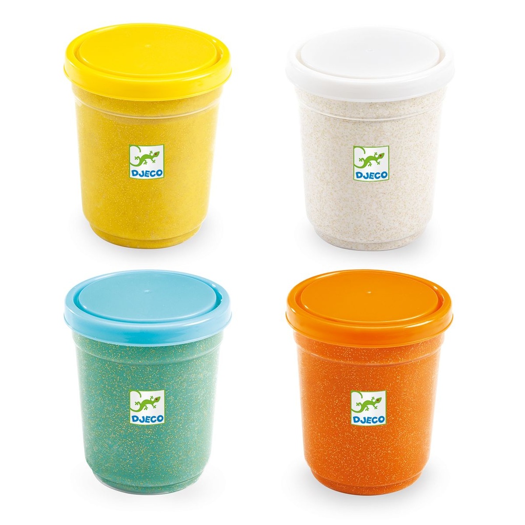 Djeco - 4 pots de pâte à modeler - Pailletées