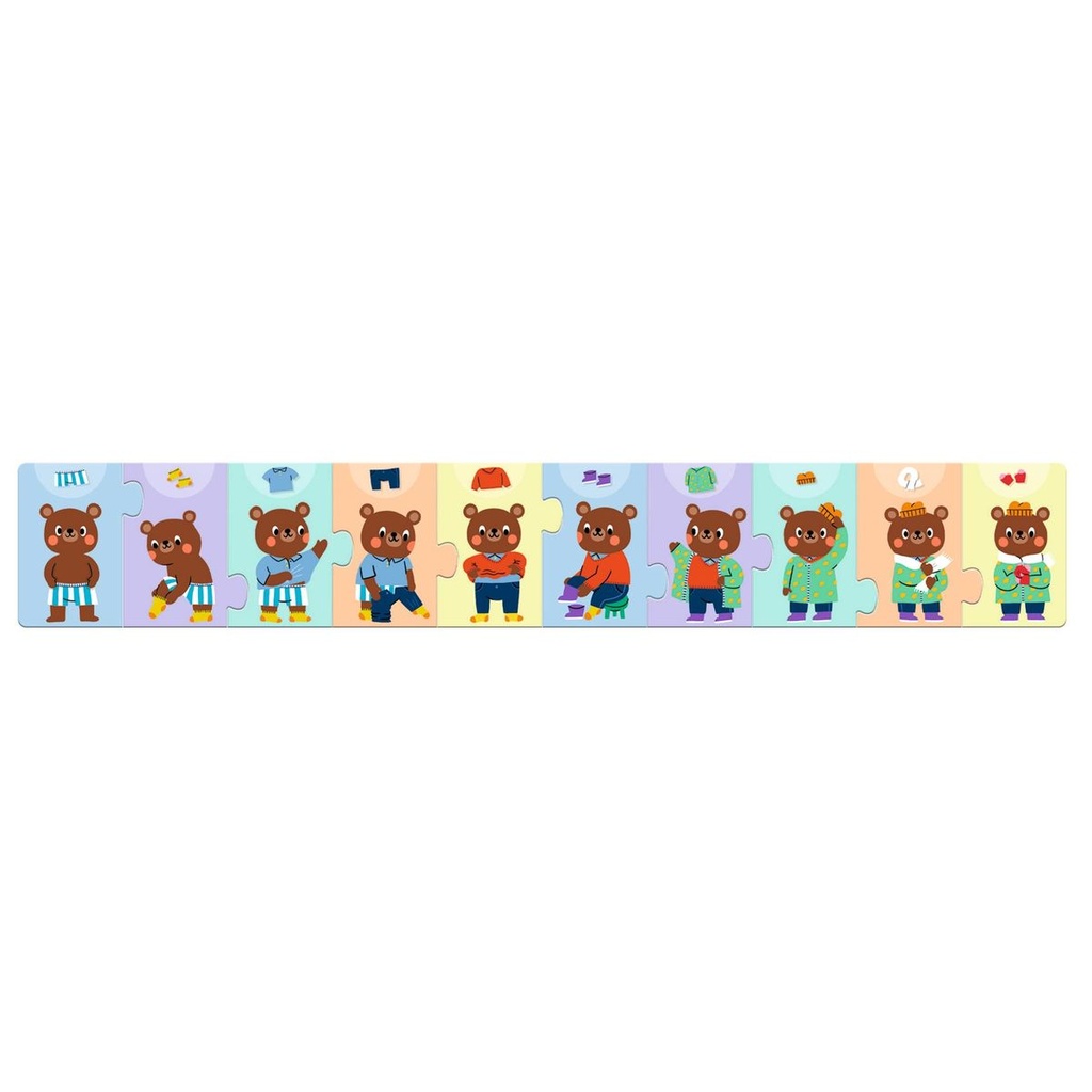 Djeco - Puzzle frise - Nounours s'habille