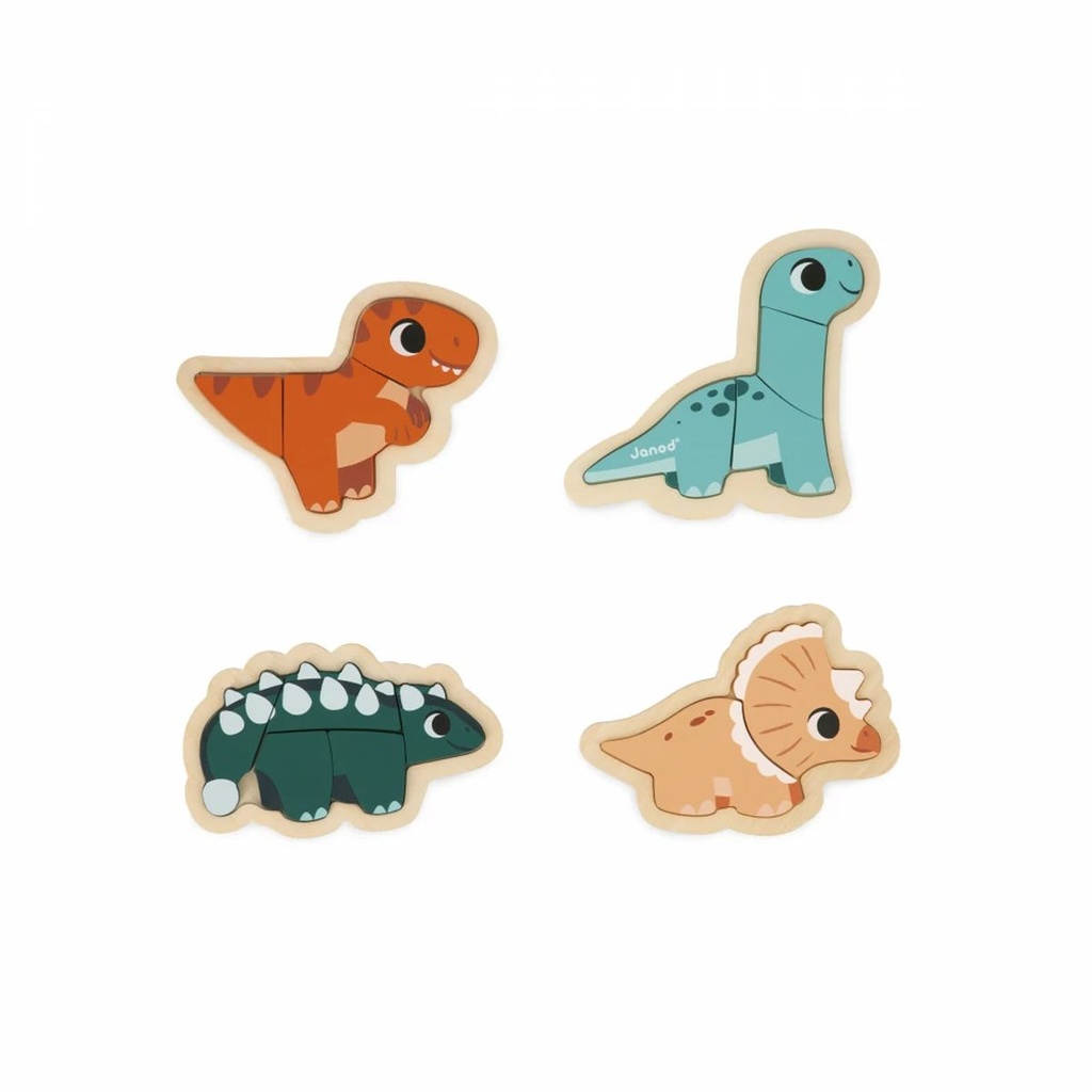 Janod - Dino - 4 Puzzles Evolutifs Dino