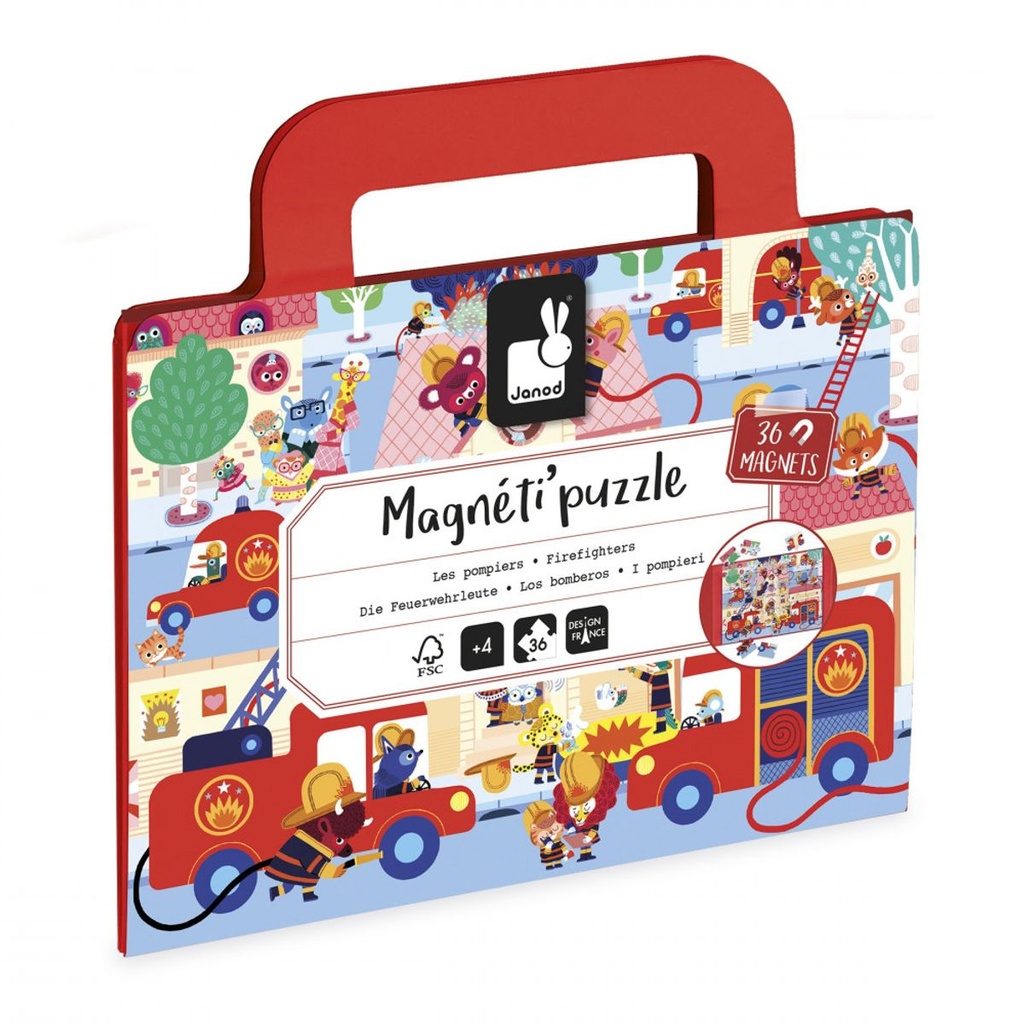 [J05417] Janod - Magneti'Puzzles - Pompiers 36 Pcs