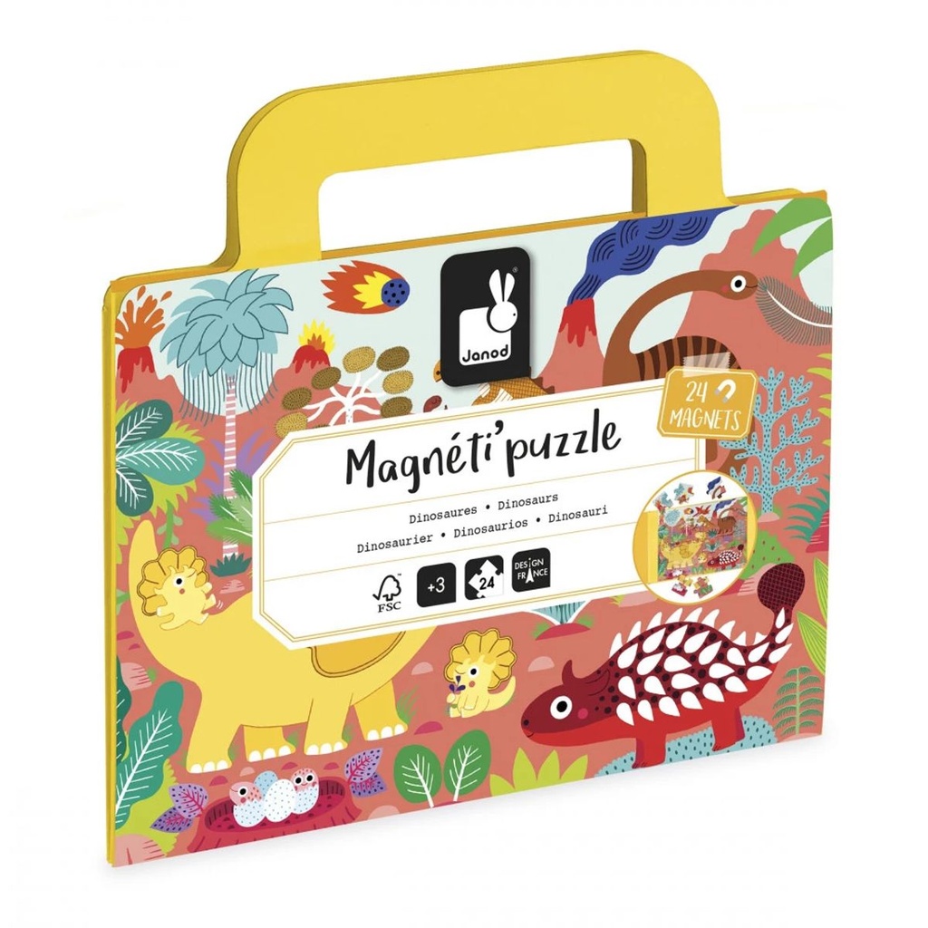 Janod - Magneti'Puzzles – Dino 24 Pcs