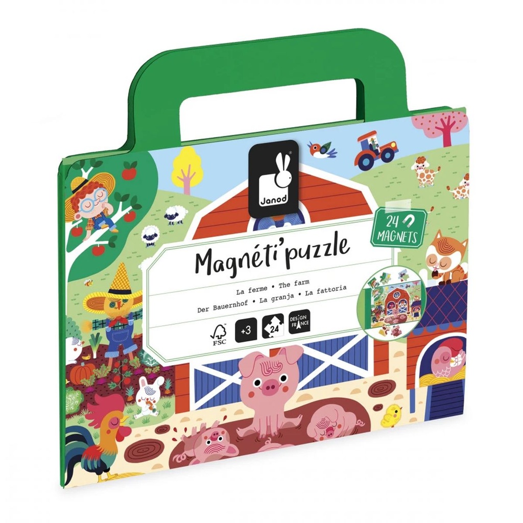 Janod - Magneti'Puzzles – Ferme 24 Pcs